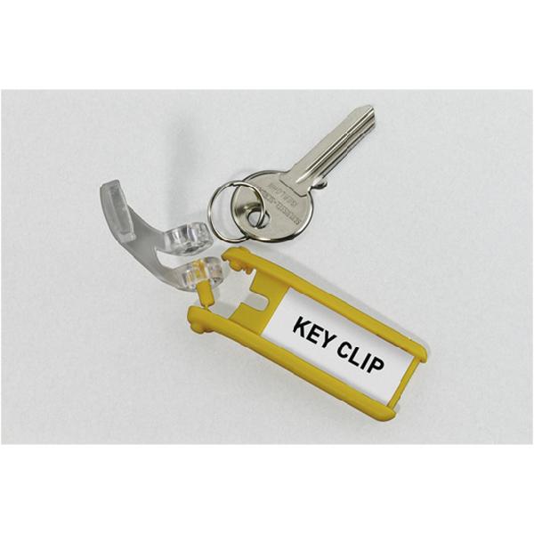 Durable Confezione n° 6 Portachiavi in Plastica con Etichetta colore Giallo  - Key Clip 195704