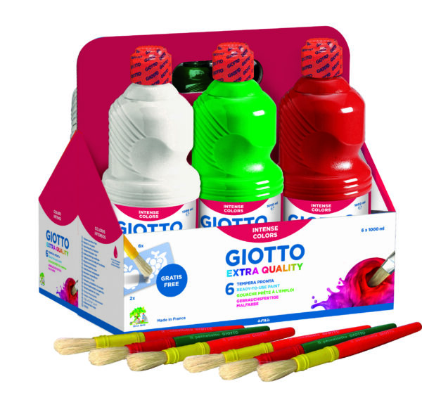 Schoolpack 6 Flaconi Tempera Pronta 1000ml Assortita Giotto 534600 8000825997099