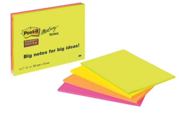 Post-it super sticky meeting notes blocchi 4 colori neon 0051131849693