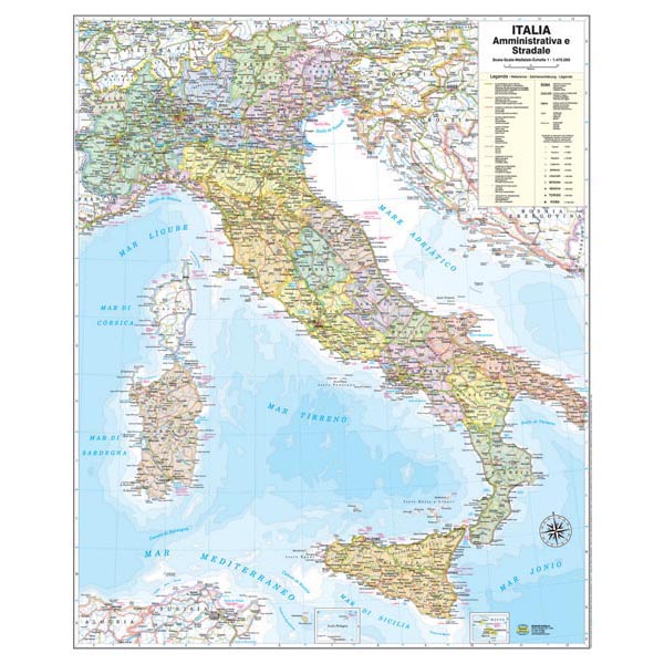 Carta Geografica Murale Italia 67x85cm Belletti M06pp 07 9788881465361