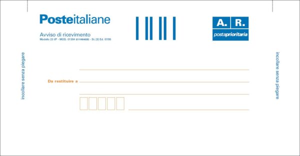 100 Cartoline di Ritorno Raccomandata 10x20cm C Ades Rimov E0622 1 E0622 1 8023328062217