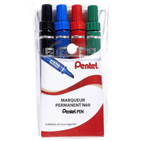 Astuccio Marcatore Pentel Pen N60 4 Colori P Scalpello