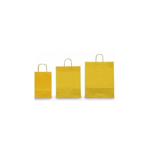 25 Shoppers Carta Kraft 26x11x34 5cm Twisted Giallo