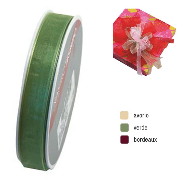 Rotolo Nastro Organza Lucy 15mm X 25mt Verde 34 Bolis 40071520234 8001565432543