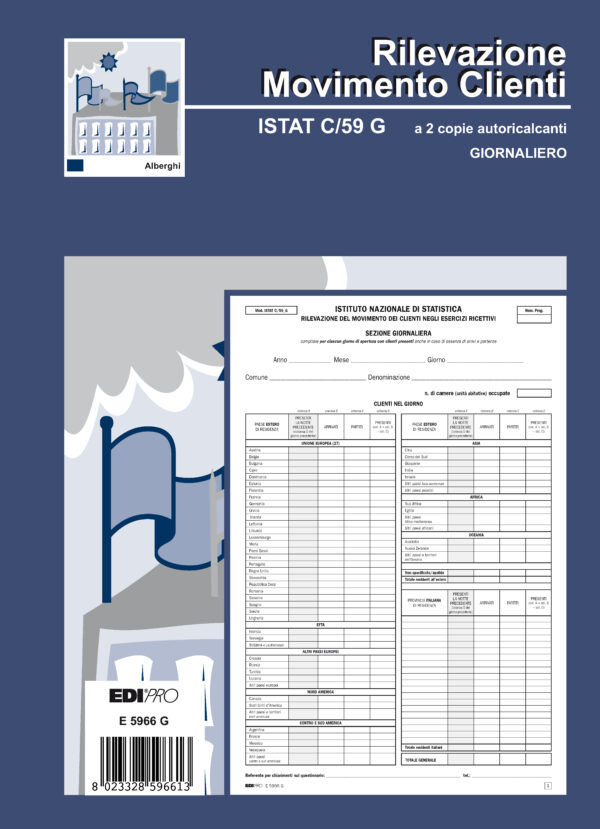 Blocco Modello Istat C59 Giornaliero 31x21cm 50fg 2copie Ric E5966g Edipro E5966g 8023328596613