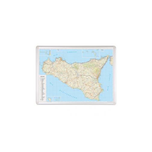 Carta Geografica Regione Sicilia 89x123cm Magnetica Scrivibile