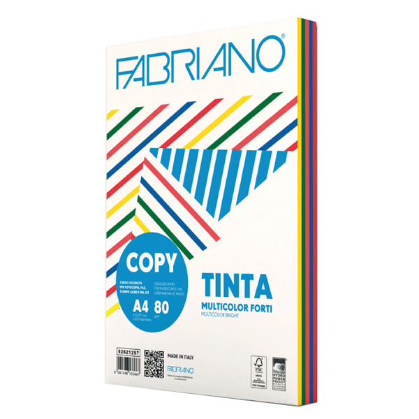 Carta Copy Tinta Multicolor A4 80gr 250fg Mix 5 Colori Forti 62621297 8001348133667