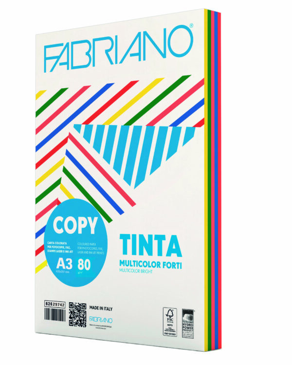 Carta Copy Tinta Multicolor A3 80gr 250fg Mix 5 Colori Forti 62629742 8001348161851