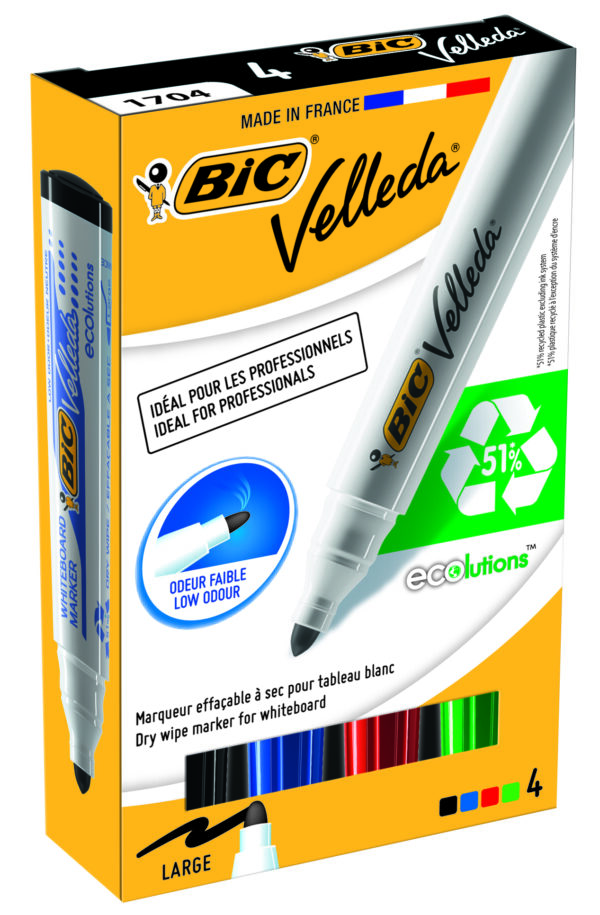 Astuccio 4 Marcatori P Tonda Whiteboard Velleda 1701 Recycled Bic 904941 3086120017040