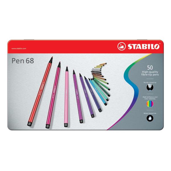 Scatola Metallo 50 Pennarelli Pen 6850 Stabilo 6850 6 4006381327299