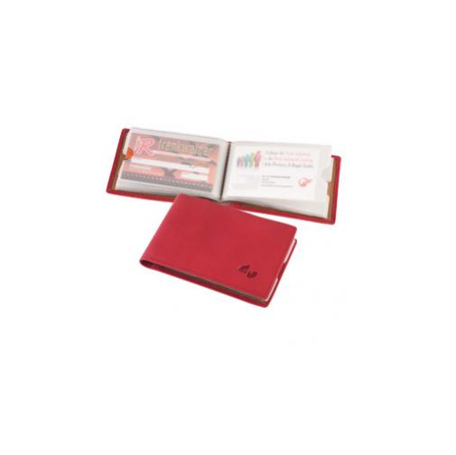 Portacards 24 Tasche in Vera Pelle Rosso 105x75mm Niji