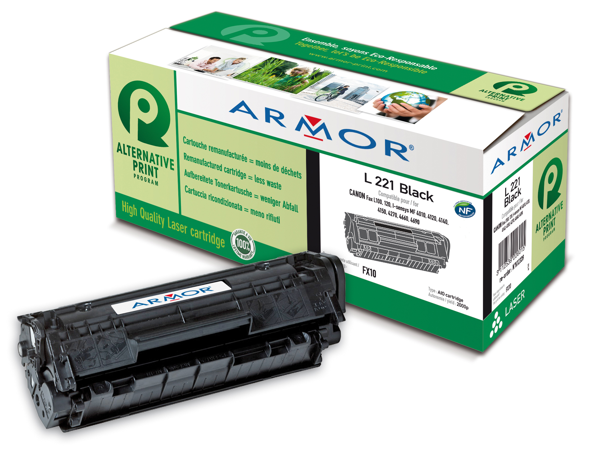 Toner Nero Armor per Canon Fax L100 120 I Sensys Mf 4010 4120 4140 4150 4270 K12339 3112539605148