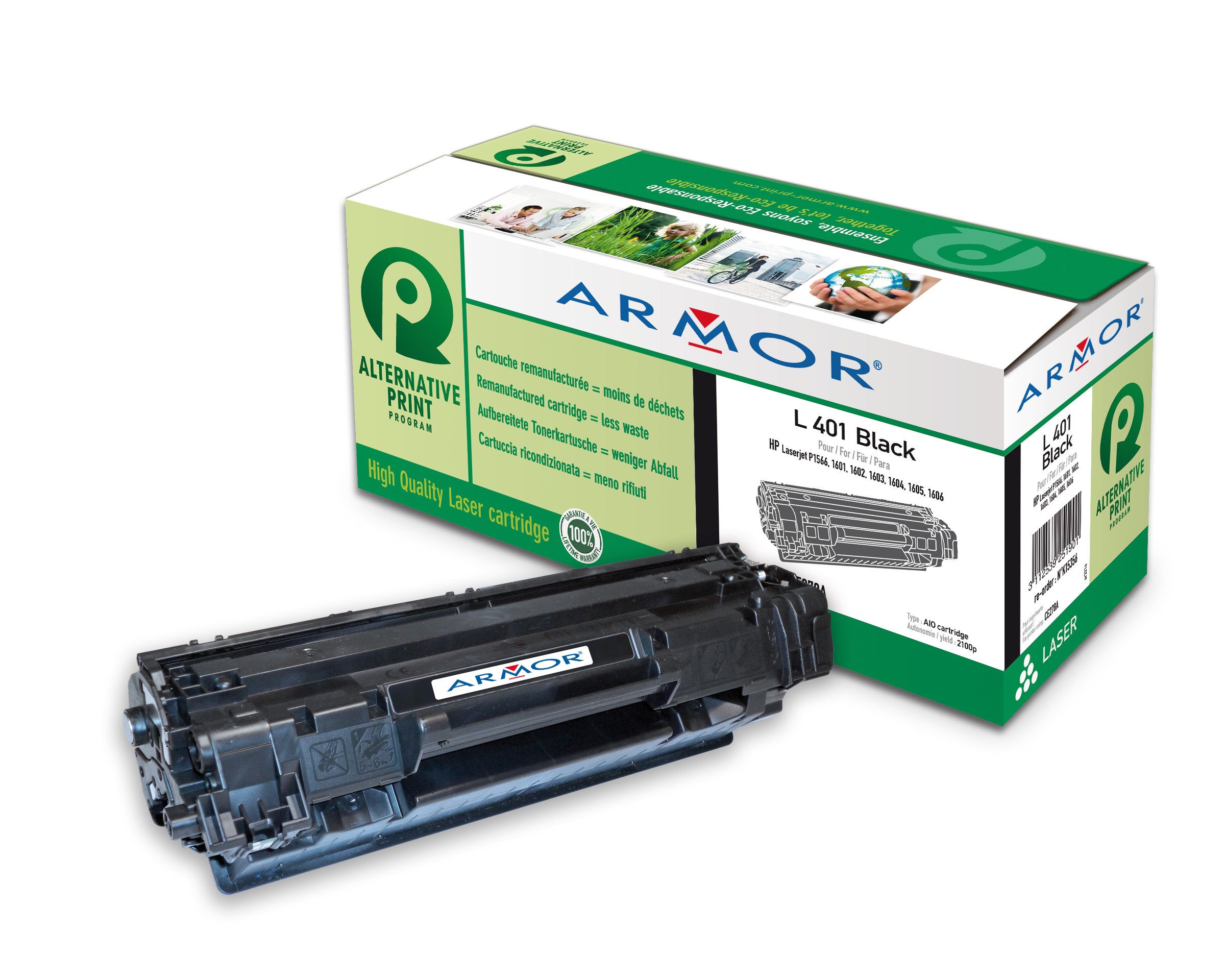 Toner Nero Armor per Hp Laserjet P1566 1601 K15356 3112539604790