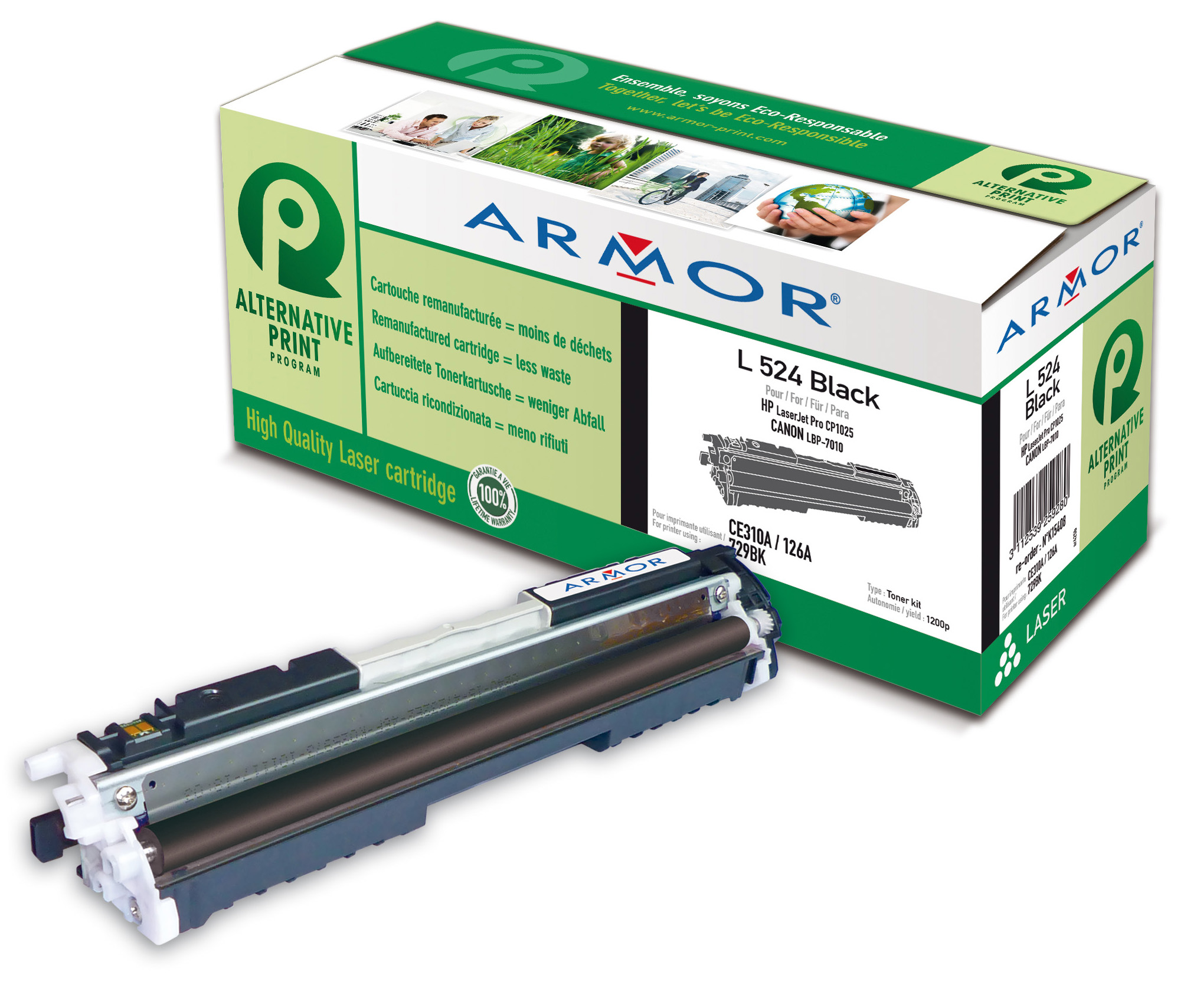 Toner Nero Armor per Hp Laserjet Pro Cp1025 K15408 3112539607319