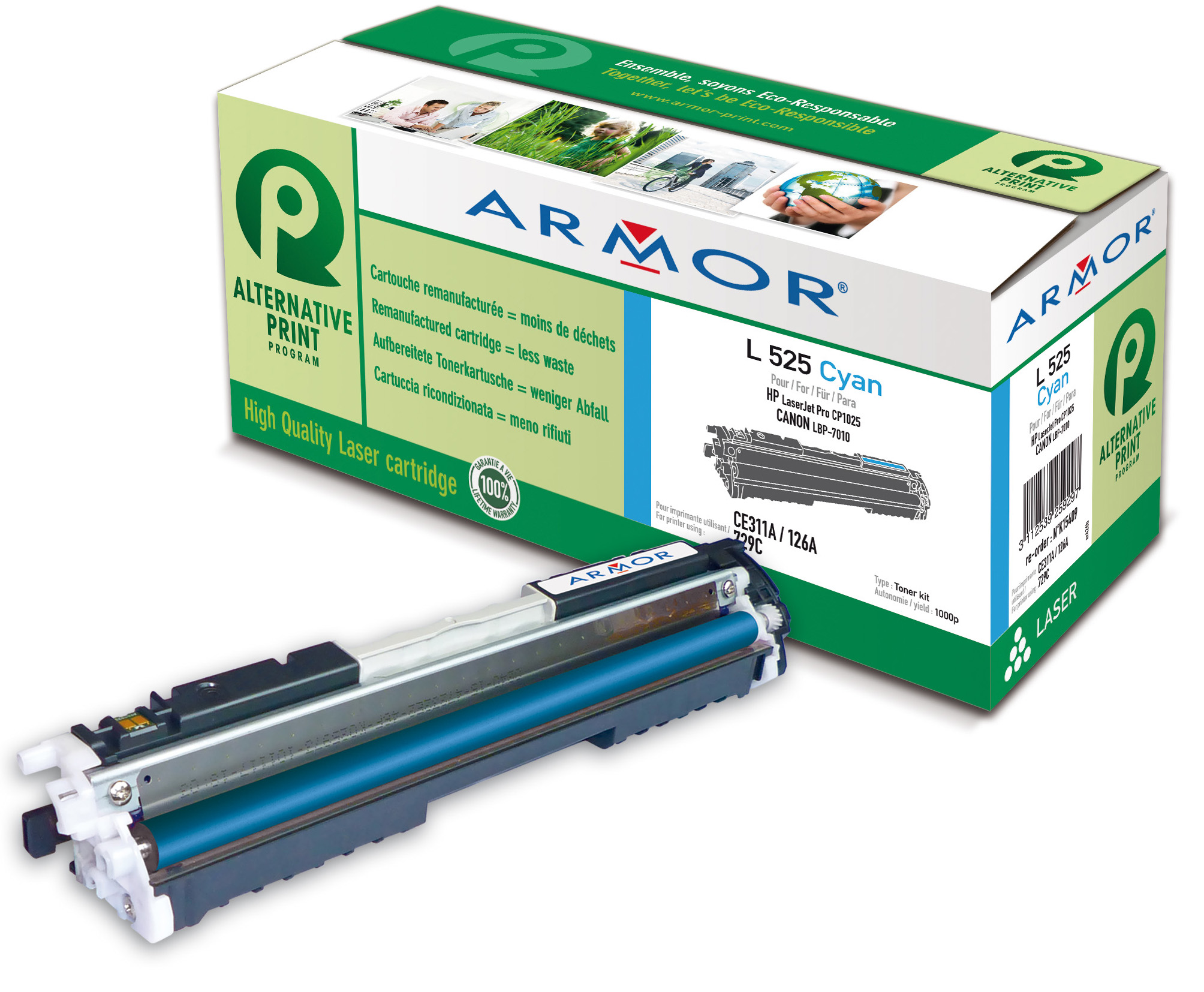 Toner Ciano Armor per Hp Laserjet Pro Cp1025 K15409 3112539607326