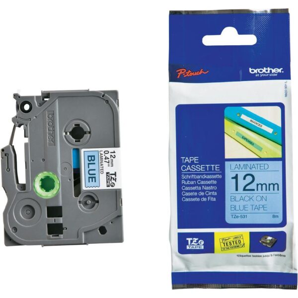 Nastro Brother Tz E531 12mmx8mt Nero Blu Tz E531 4977766686440