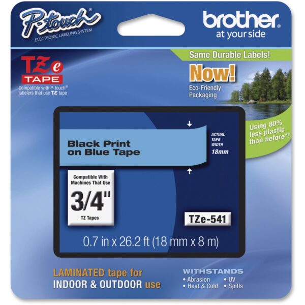 Nastro Brother Tz E541 18mmx8mt Nero Blu Tz E541 4977766686501