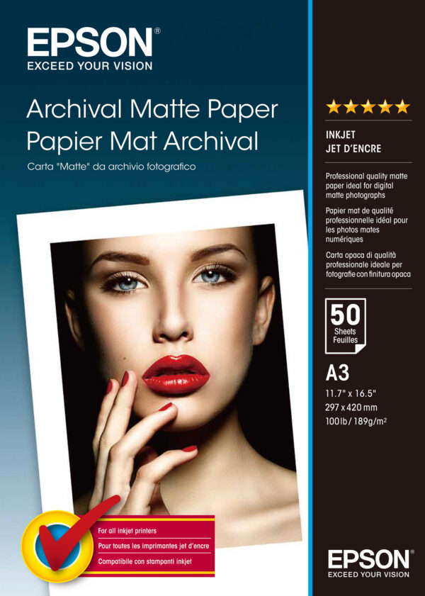 Risma 50 Fg Carta Matte A3 Archivio Fotografico Stylus Ph 2000p 192g C13s041344 10343830097