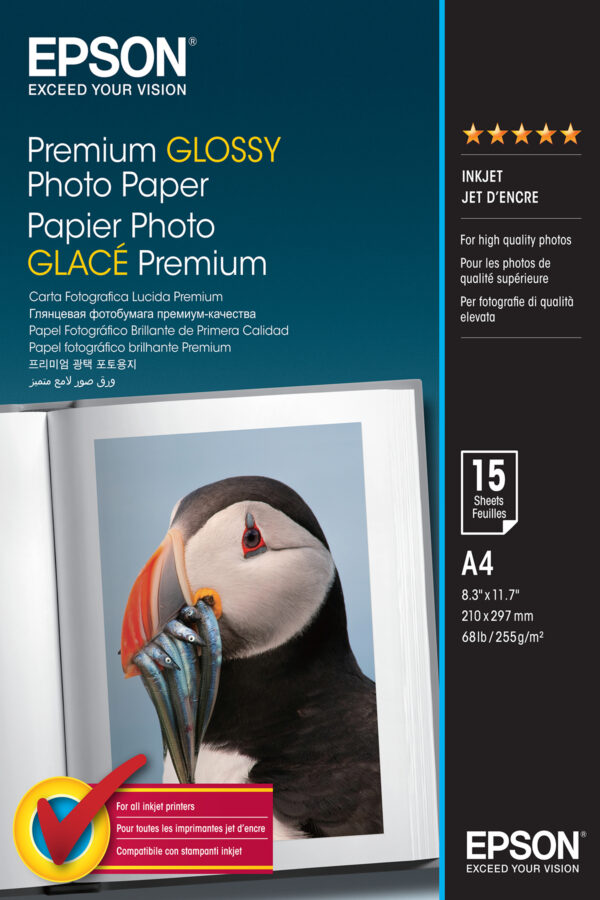 Carta Fotografica Lucida Premium Best 15fg 255gr 210x297mm A4 Epson C13s042155 8715946384313