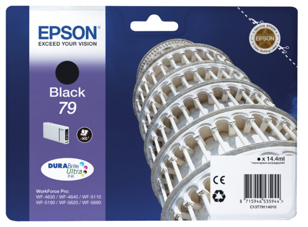 Tanica Inch a Pigmenti Nero Durabrite Ultra Serie 79 Torre di Pisa Blister C13t79114010 8715946535944