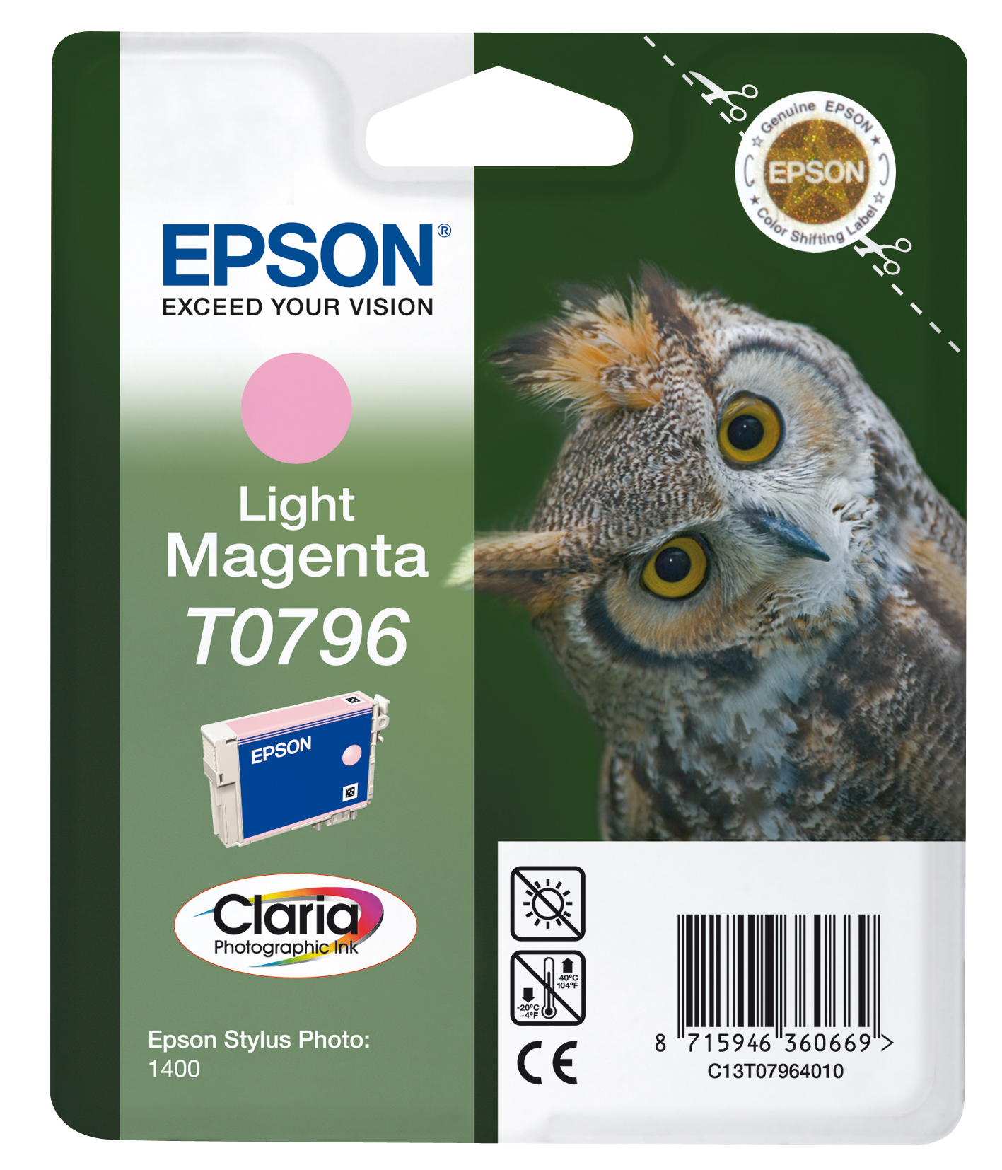 Cartuccia Inchiostro Epson Claria Magenta Chiaro nella Nuova Conf Blister Rs C13t07964010 8715946360669