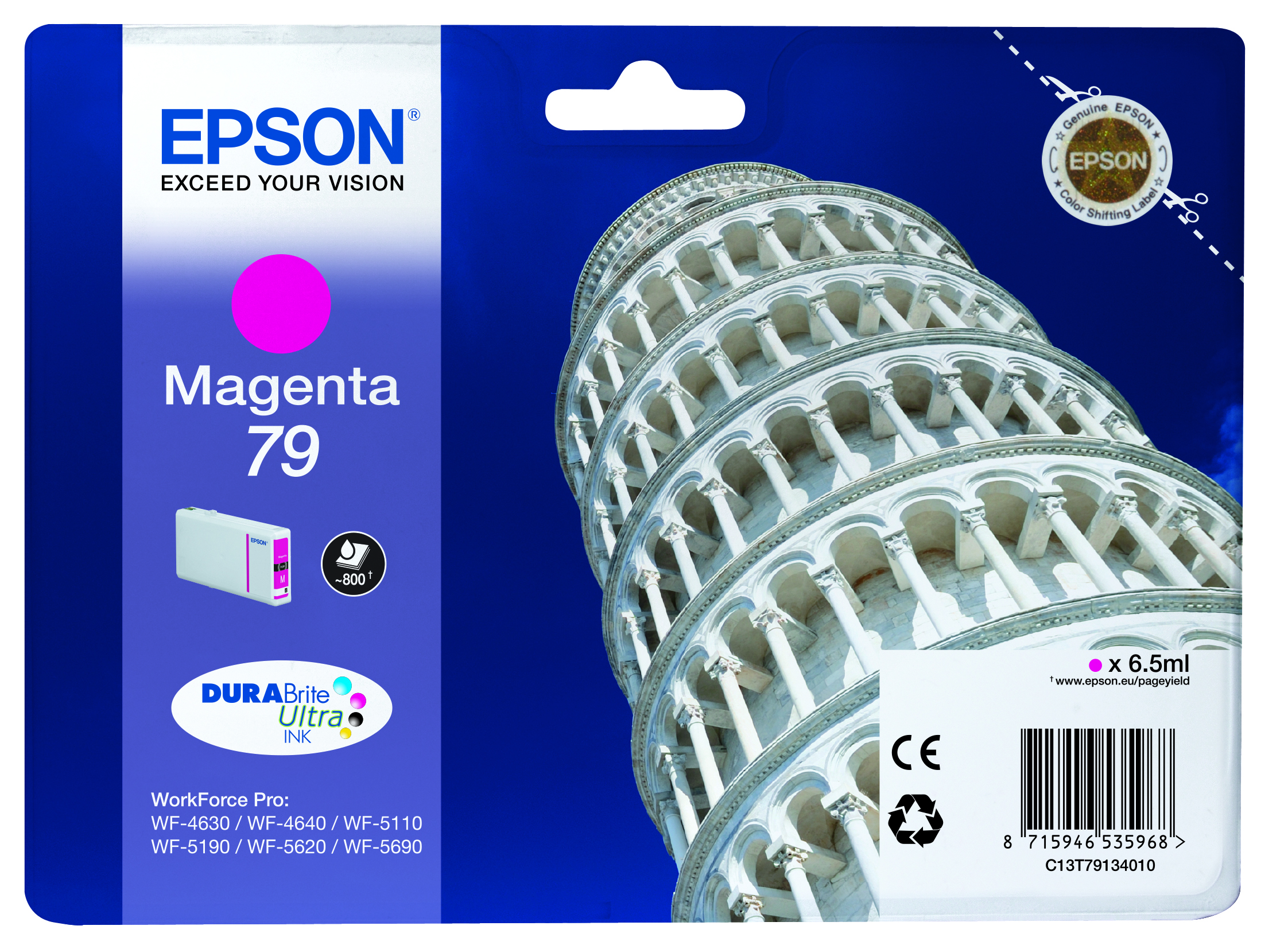 Tanica Inch a Pigmenti Magenta Durabrite Ultra Serie 79 Torre di Pisa Blister C13t79134010 8715946535968