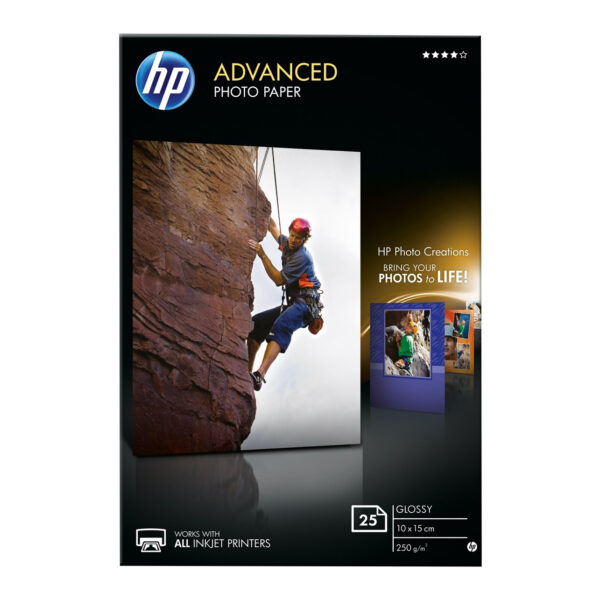 Risma 25 Fg Carta Hp Advanced Glossy Photo Paper 250 G M 10 X 15 Cm Borderless Q8691a 882780349599