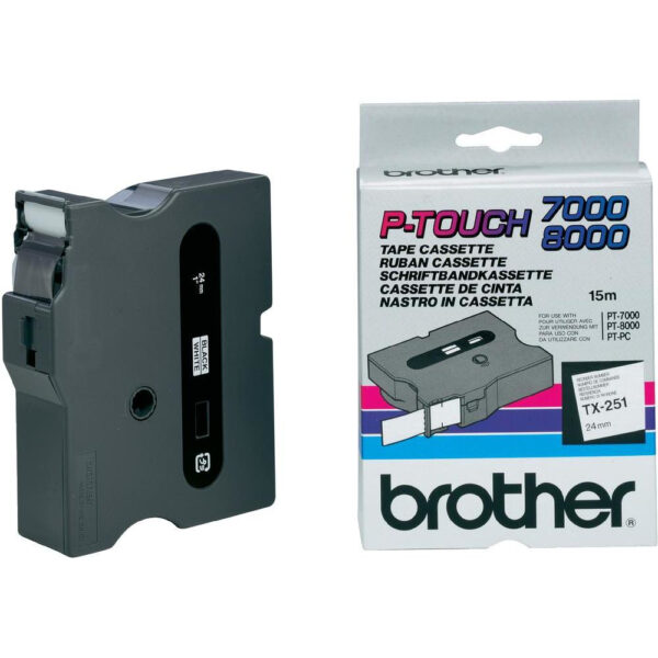 Black White 24mm P Touch 7000 8000 Brother Tx251 4977766051064