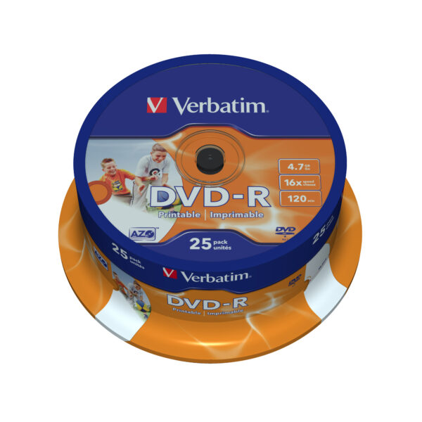 Verbatim ID Brand DVD-R 16X 4.7GB Spindle 25 Pezzi Stampabile Inkjet 0023942435389