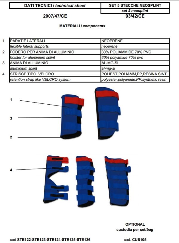 Neosplint Steccobende Neoprene Braccio Ste123