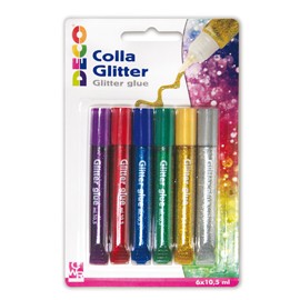 Blister Colla Glitter 6 Penne 10 5ml Colori Assortiti Metal Cwr Cod 05882 82424