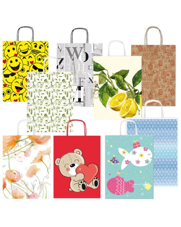 Shopper Carta Kraft C Manici Carta Ritorta 26×34 5x12cm Fantasie Ass Rex Sadoch Sdx26ass 8006715188905