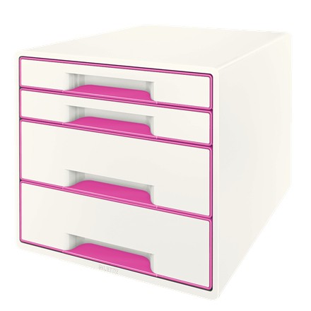 Cassettiera Wow Cube 4 Cassetti Bianco Fucsia Metallizzato Leitz 52132023 4002432115341