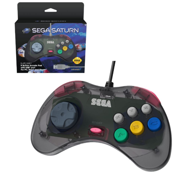 Retro Bit Sega Saturn Usb Pad Grey Koch Media 1036001 7350002936948