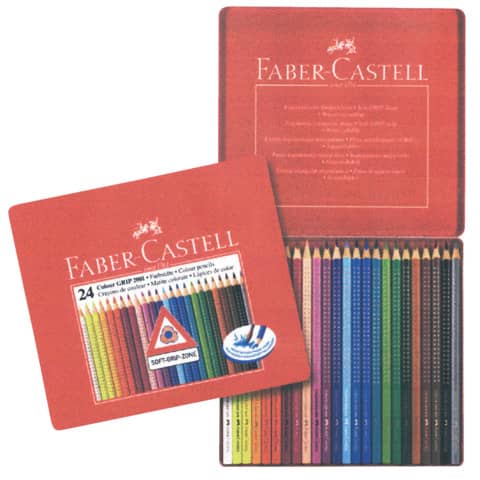 Astuccio metallo 24 pastelli colorati acquerellabili color grip faber  castell - Z05703