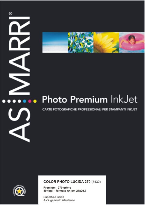 Carta Inkjet A4 270gr 40fg Photo Premium Lucida 8432 As Marri 8432 8023927084320