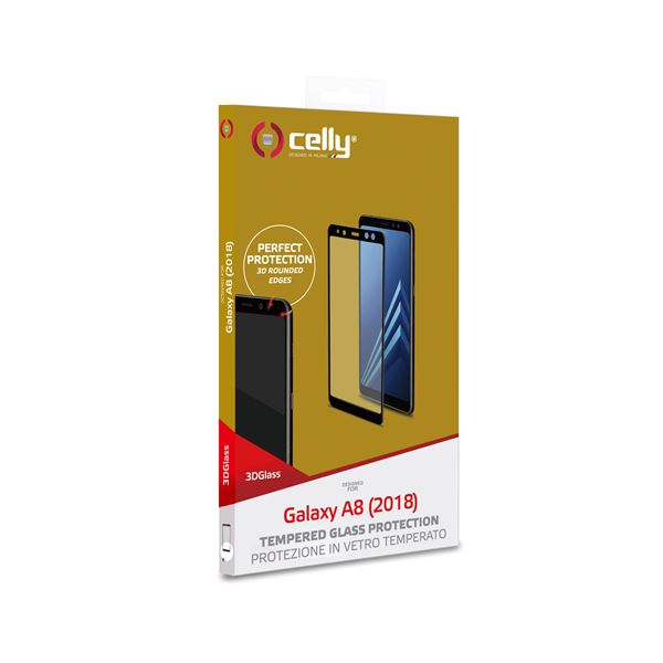 3d Glass Galaxy A8 Black Celly 3dglass705bk 8021735739258