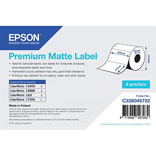 Premium Matte Die Cut Epson Bs Label Consumables U4 C33s045722 8715946547282