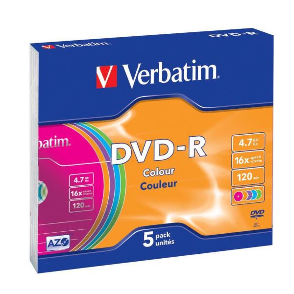 Dvd R 4 7gb 16x Color Slim 5 Pz S Verbatim 43557 5 23942435570