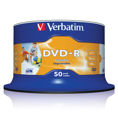 Dvd R 16x Verbatim Printable 4 7 Gb Campana Pz 50 Verbatim 43577 2000001383582