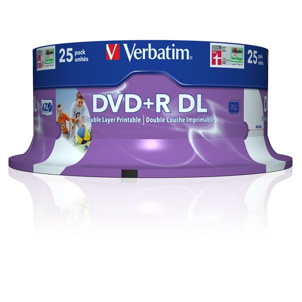 Spindle 25 Dvd R D Layer 8 5gb 8x Verbatim 43667 25 23942436676