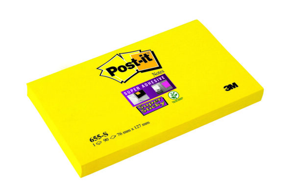 Blocco 90foglietti Post It Super Sticky 655 S 76x127mm Giallo Oro 7100103158 4001895877117