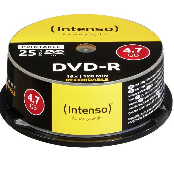 Dvd R 4 7gb 16x Spindle Print 25pz Intenso 4801154 4034303004621