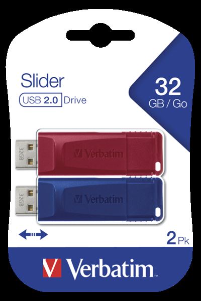 Memory Usb 2 0 32gb Slider 2 Pack Verbatim 49327 23942493273