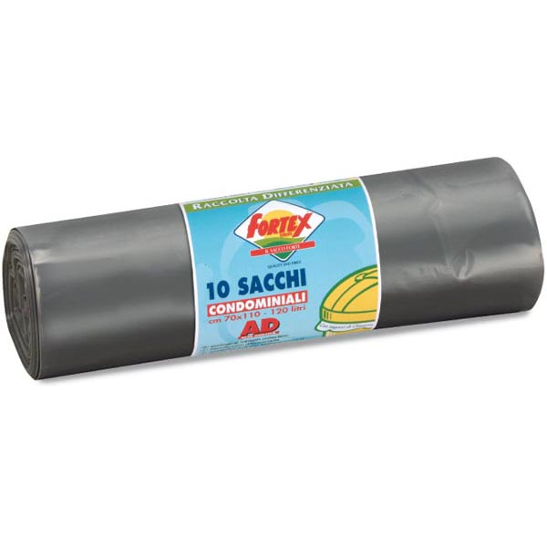 10 Sacchi Immondizia 70x110cm 120lt Hd 16 Grigio Logex C5lx 2006s 8003350531424