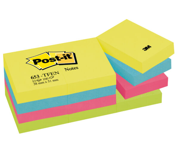 Blocco 100foglietti Post It 38x51mm 653 Tfen Energy 72gr Assortito 7100172312 64208 a