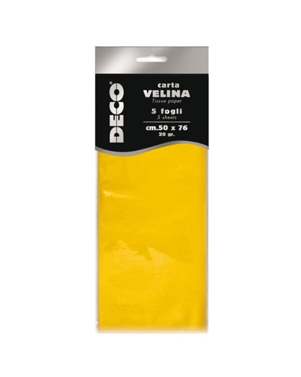 Busta 5 Fogli Carta Velina 20gr 50x76cm Giallo Deco 12283 02 8004957122848