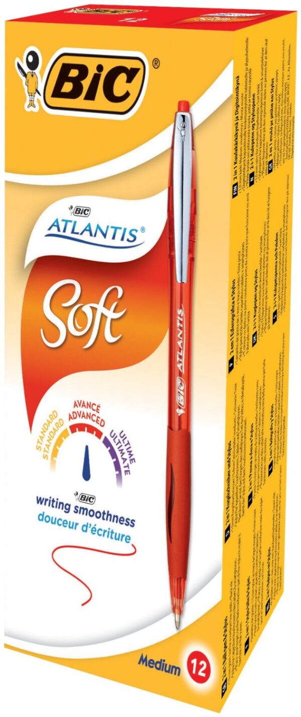 Scatola 12 Penne Sfera Scatto Bic Atlantis Premium Clip Metal 1 0mm Rosso 9021342 3086123307599