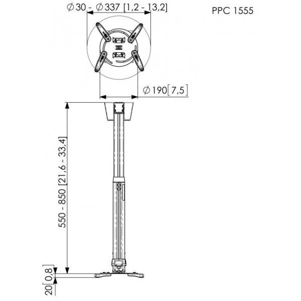 Ppc1555 Supporto a Soffitto Scomp Vogels 7015554 8712285325106