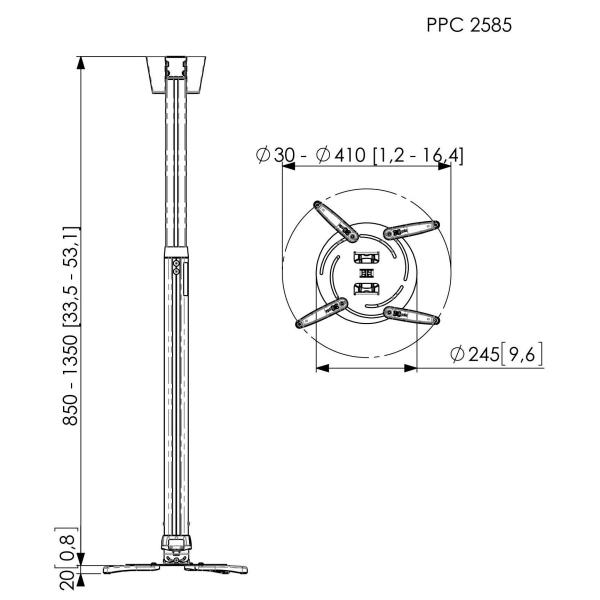 Ppc2585 Supporto a Soffitto Scomp Vogels 7025854 8712285325281